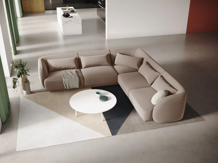 Tulum 5-Sitzer Ecksofa, Symmetrisch, aus Samt in Beige (Bluvel 28), 255x255 cm von Cosmopolitan Design – Bild 2