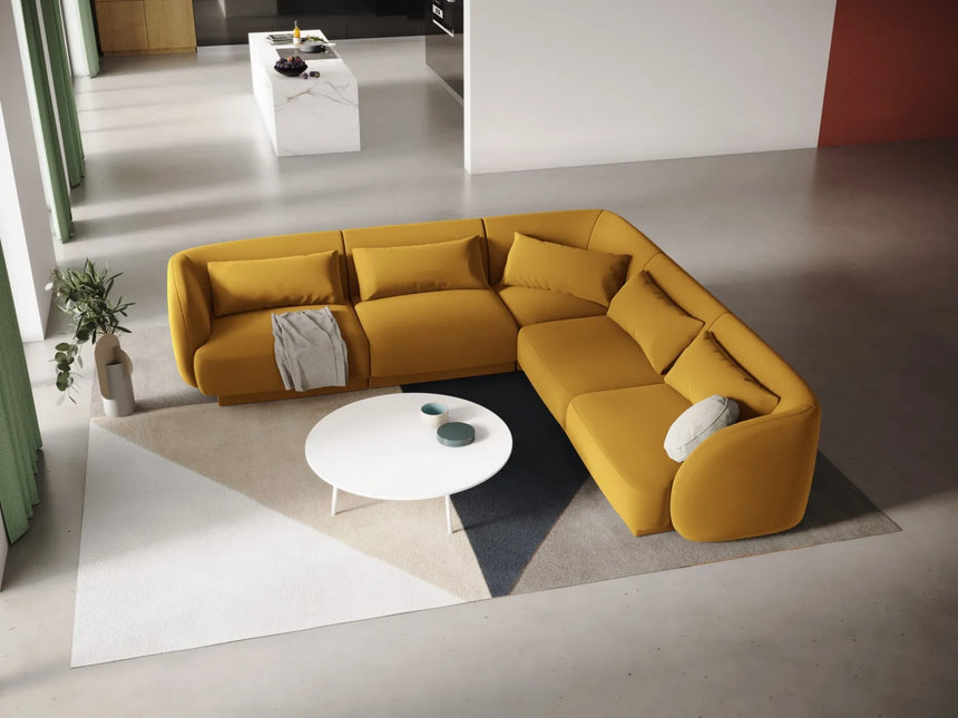Tulum 5-Sitzer Ecksofa, Symmetrisch, aus Samt in Gelb (Bluvel 68), 255x255 cm von Cosmopolitan Design – Bild 2
