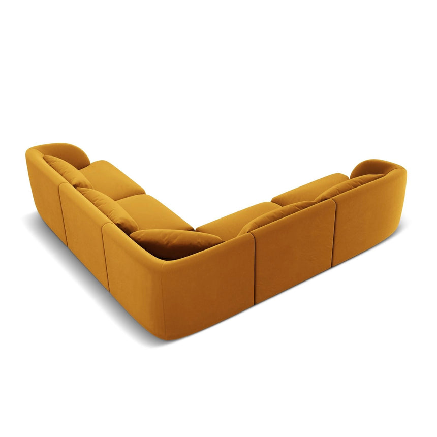 Tulum 5-Sitzer Ecksofa, Symmetrisch, aus Samt in Gelb (Bluvel 68), 255x255 cm von Cosmopolitan Design – Bild 4