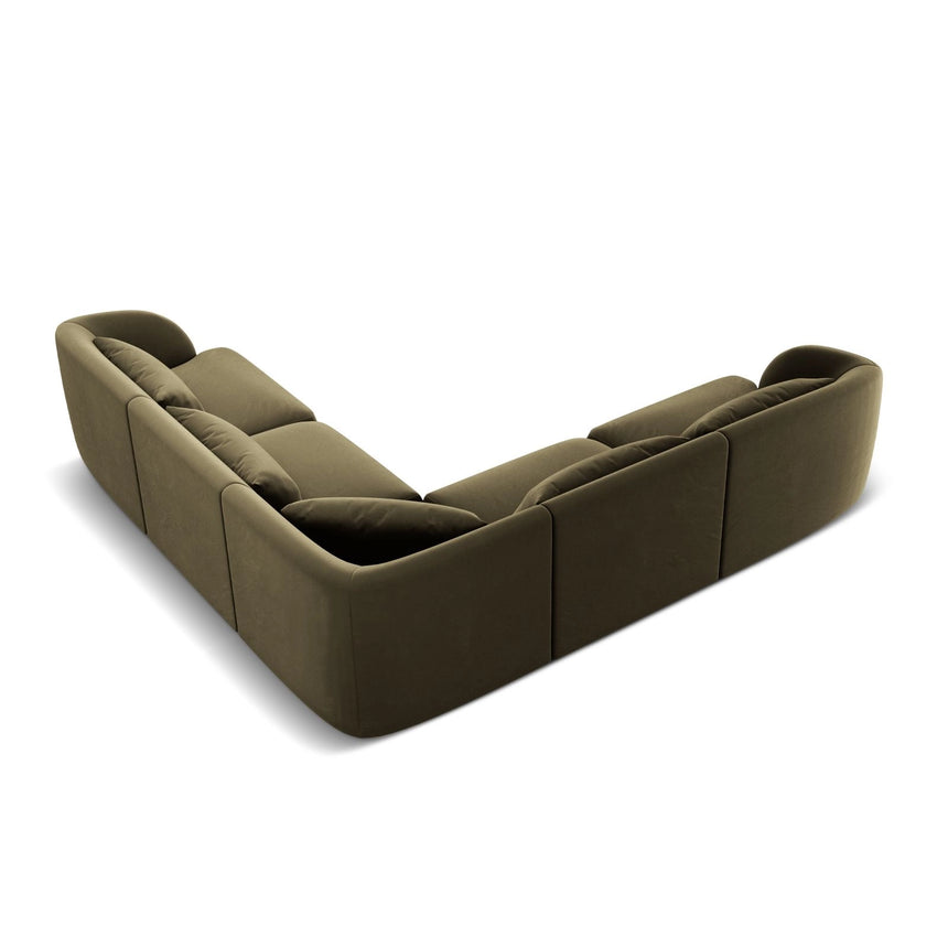 Tulum 5-Sitzer Ecksofa, Symmetrisch, aus Samt in Grün (Bluvel 77), 255x255 cm von Cosmopolitan Design – Bild 4