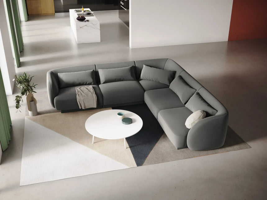 Tulum 5-Sitzer Ecksofa, Symmetrisch, aus Samt in Hellgrau (Bluvel 13), 255x255 cm von Cosmopolitan Design – Bild 2