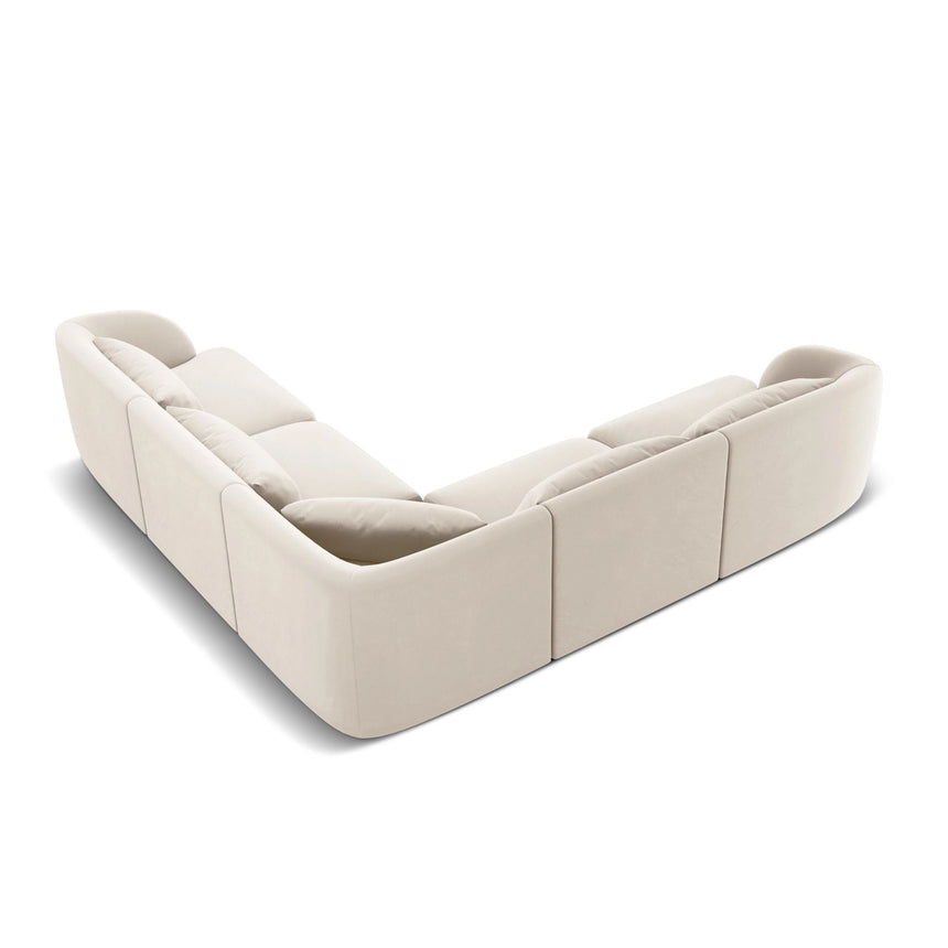 Tulum 5-Sitzer Ecksofa, Symmetrisch, aus Samt in Leichtes Beige (Bluvel 22), 255x255 cm von Cosmopolitan Design – Bild 4