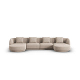 Tulum 5-Sitzer Panorama Sofa aus Chenille in Beige (Haga 30), Beine in Schwarzes Plastik, 330x156x70 cm von Cosmopolitan Design – Bild 1