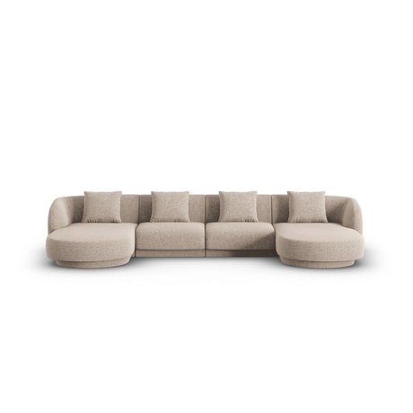 Tulum 5-Sitzer Panorama Sofa aus Chenille in Beige (Haga 30), Beine in Schwarzes Plastik, 330x156x70 cm von Cosmopolitan Design – Bild 1