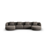 Tulum 5-Sitzer Panorama Sofa aus Chenille in Grau (Haga 16), Beine in Schwarzes Plastik, 330x156x70 cm von Cosmopolitan Design – Bild 1