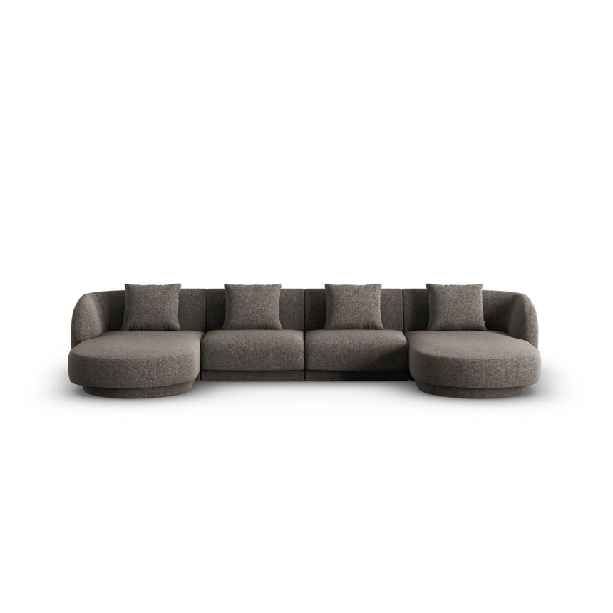Tulum 5-Sitzer Panorama Sofa aus Chenille in Grau (Haga 16), Beine in Schwarzes Plastik, 330x156x70 cm von Cosmopolitan Design – Bild 1
