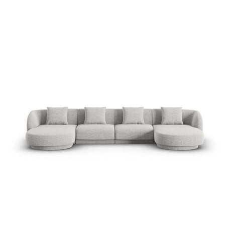 Tulum 5-Sitzer Panorama Sofa aus Chenille in Hellgrau (Haga 06), Beine in Schwarzes Plastik, 330x156x70 cm von Cosmopolitan Design – Bild 1