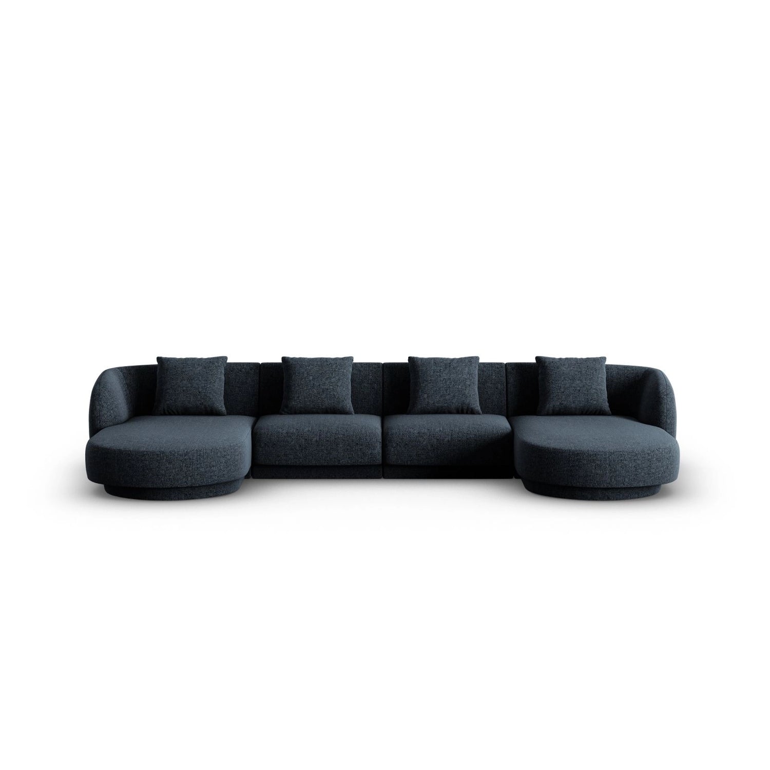 Tulum 5-Sitzer Panorama Sofa aus Chenille in Königsblau (Haga 86), Beine in Schwarzes Plastik, 330x156x70 cm von Cosmopolitan Design – Bild 1