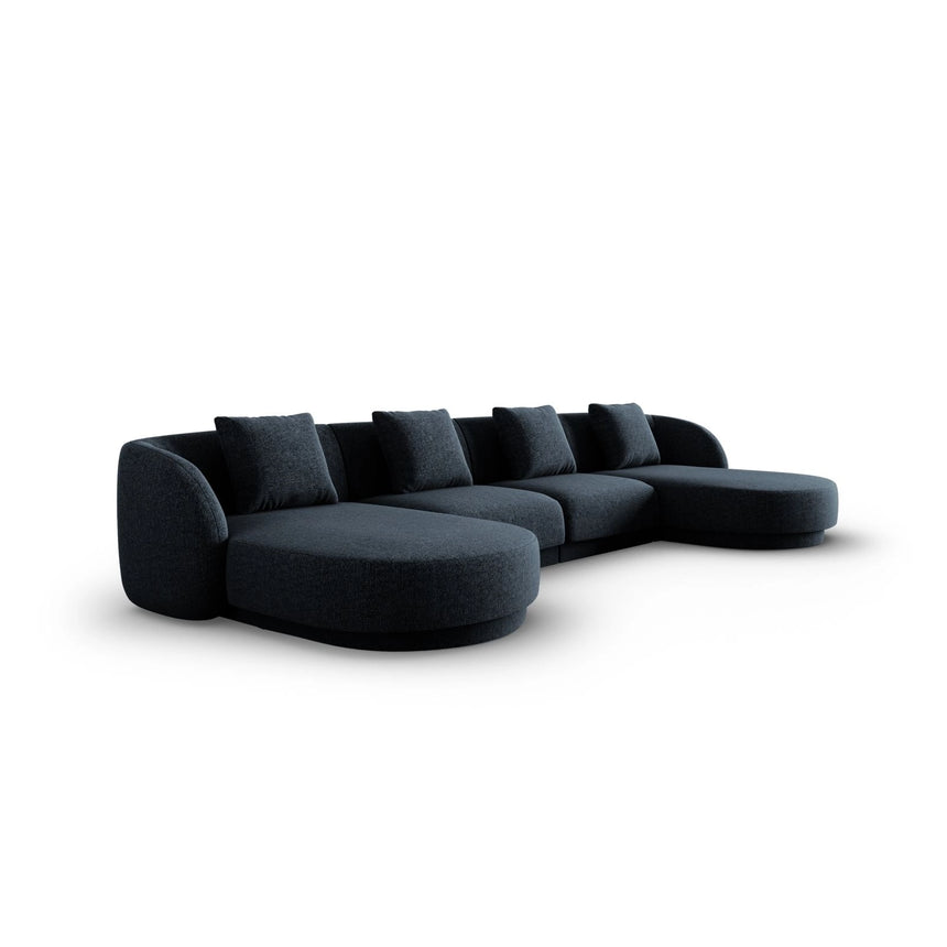 Tulum 5-Sitzer Panorama Sofa aus Chenille in Königsblau (Haga 86), Beine in Schwarzes Plastik, 330x156x70 cm von Cosmopolitan Design – Bild 3