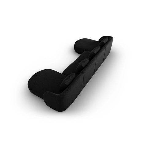 Tulum 5-Sitzer Panorama Sofa aus Chenille in Schwarz (Haga 19), Beine in Schwarzes Plastik, 330x156x70 cm von Cosmopolitan Design – Bild 4