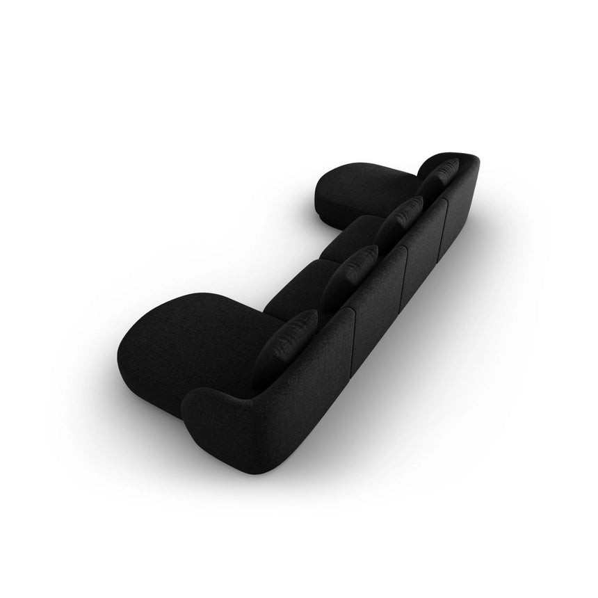 Tulum 5-Sitzer Panorama Sofa aus Chenille in Schwarz (Haga 19), Beine in Schwarzes Plastik, 330x156x70 cm von Cosmopolitan Design – Bild 4