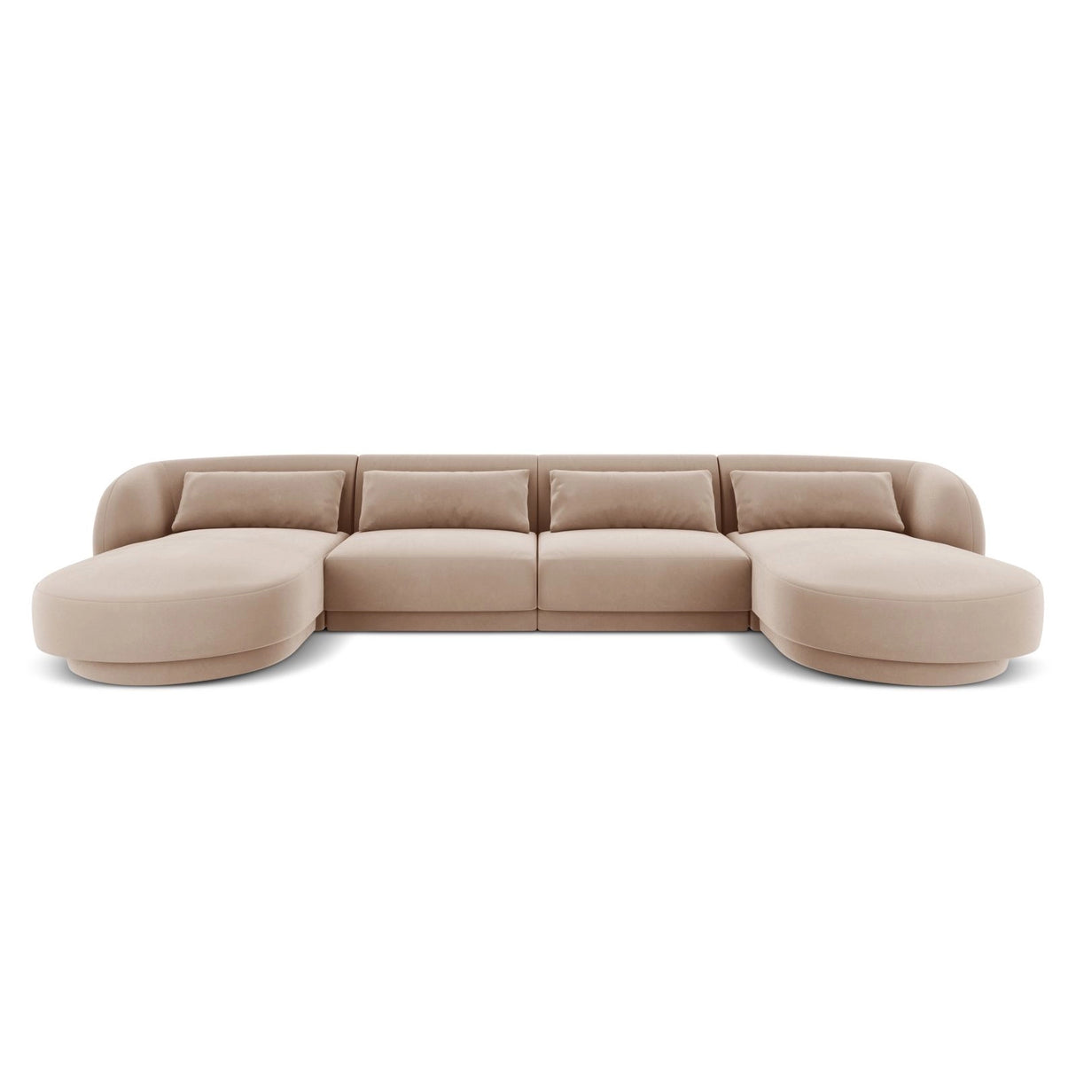 Tulum 5-Sitzer Panorama Sofa aus Samt in Beige (Bluvel 28), Beine in Schwarzes Plastik, 330x156x70 cm von Cosmopolitan Design – Bild 1