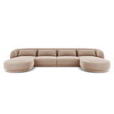 Tulum 5-Sitzer Panorama Sofa aus Samt in Beige (Bluvel 28), Beine in Schwarzes Plastik, 330x156x70 cm von Cosmopolitan Design – Bild 1