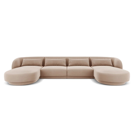 Tulum 5-Sitzer Panorama Sofa aus Samt in Beige (Bluvel 28), Beine in Schwarzes Plastik, 330x156x70 cm von Cosmopolitan Design – Bild 1