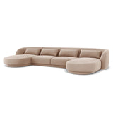 Tulum 5-Sitzer Panorama Sofa aus Samt in Beige (Bluvel 28), Beine in Schwarzes Plastik, 330x156x70 cm von Cosmopolitan Design – Bild 4