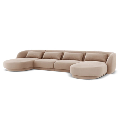 Tulum 5-Sitzer Panorama Sofa aus Samt in Beige (Bluvel 28), Beine in Schwarzes Plastik, 330x156x70 cm von Cosmopolitan Design – Bild 4