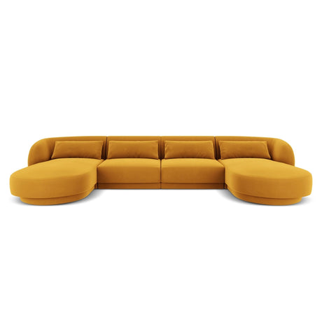 Tulum 5-Sitzer Panorama Sofa aus Samt in Gelb (Bluvel 68), Beine in Schwarzes Plastik, 330x156x70 cm von Cosmopolitan Design – Bild 1