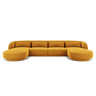Tulum 5-Sitzer Panorama Sofa aus Samt in Gelb (Bluvel 68), Beine in Schwarzes Plastik, 330x156x70 cm von Cosmopolitan Design – Bild 1
