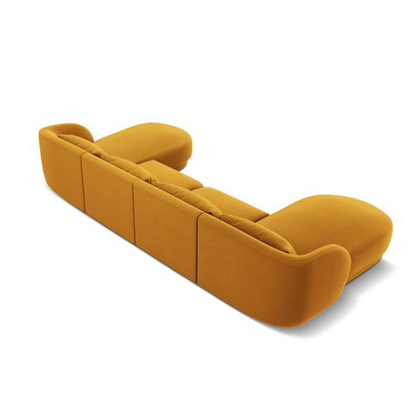 Tulum 5-Sitzer Panorama Sofa aus Samt in Gelb (Bluvel 68), Beine in Schwarzes Plastik, 330x156x70 cm von Cosmopolitan Design – Bild 5