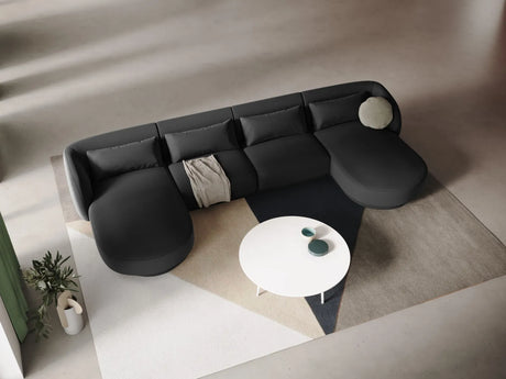 Tulum 5-Sitzer Panorama Sofa aus Samt in Grau (Bluvel 14), Beine in Schwarzes Plastik, 330x156x70 cm von Cosmopolitan Design – Bild 2