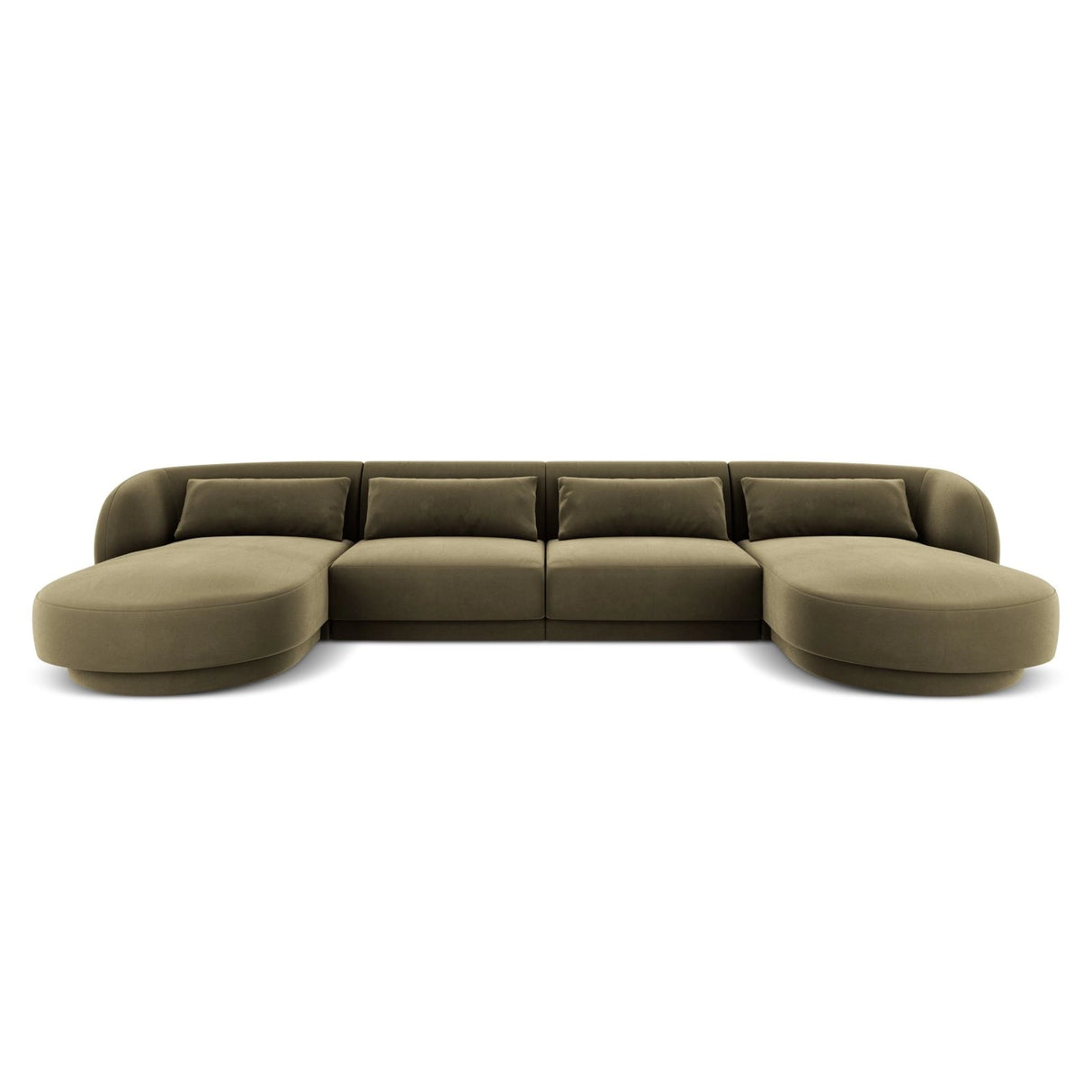 Tulum 5-Sitzer Panorama Sofa aus Samt in Grün (Bluvel 77), Beine in Schwarzes Plastik, 330x156x70 cm von Cosmopolitan Design – Bild 1