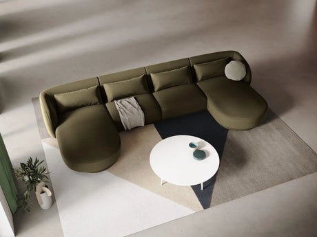 Tulum 5-Sitzer Panorama Sofa aus Samt in Grün (Bluvel 77), Beine in Schwarzes Plastik, 330x156x70 cm von Cosmopolitan Design – Bild 2
