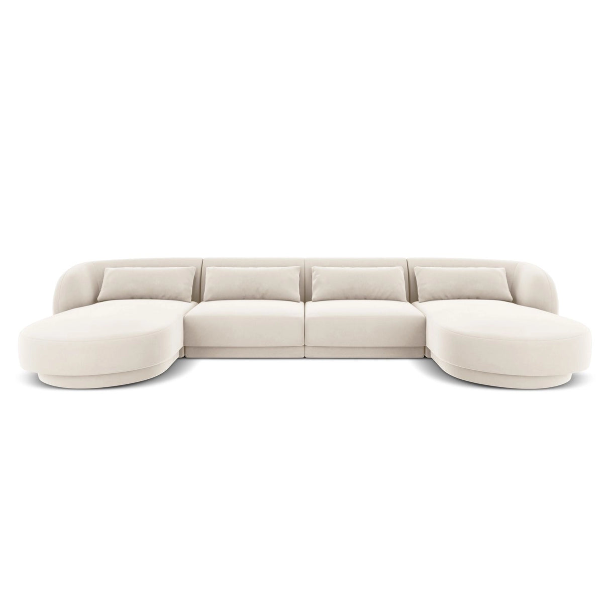 Tulum 5-Sitzer Panorama Sofa aus Samt in Hellbeige (Bluvel 22), Beine in Schwarzes Plastik, 330x156x70 cm von Cosmopolitan Design – Bild 1