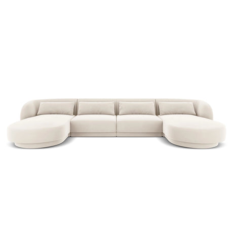 Tulum 5-Sitzer Panorama Sofa aus Samt in Hellbeige (Bluvel 22), Beine in Schwarzes Plastik, 330x156x70 cm von Cosmopolitan Design – Bild 1