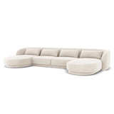 Tulum 5-Sitzer Panorama Sofa aus Samt in Hellbeige (Bluvel 22), Beine in Schwarzes Plastik, 330x156x70 cm von Cosmopolitan Design – Bild 4