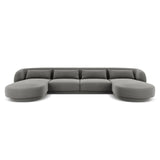 Tulum 5-Sitzer Panorama Sofa aus Samt in Hellgrau (Bluvel 13), Beine in Schwarzes Plastik, 330x156x70 cm von Cosmopolitan Design – Bild 1