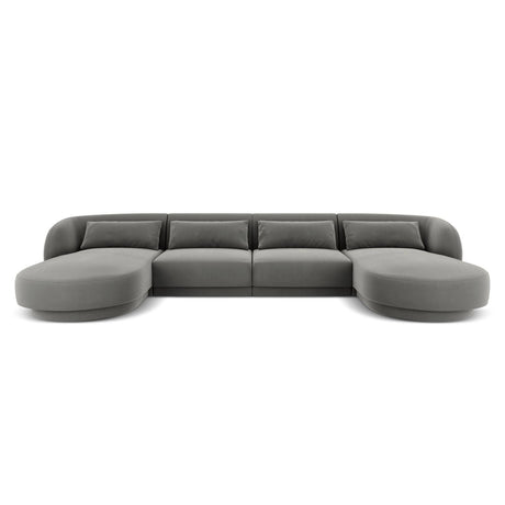 Tulum 5-Sitzer Panorama Sofa aus Samt in Hellgrau (Bluvel 13), Beine in Schwarzes Plastik, 330x156x70 cm von Cosmopolitan Design – Bild 1