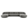 Tulum 5-Sitzer Panorama Sofa aus Samt in Hellgrau (Bluvel 13), Beine in Schwarzes Plastik, 330x156x70 cm von Cosmopolitan Design – Bild 1