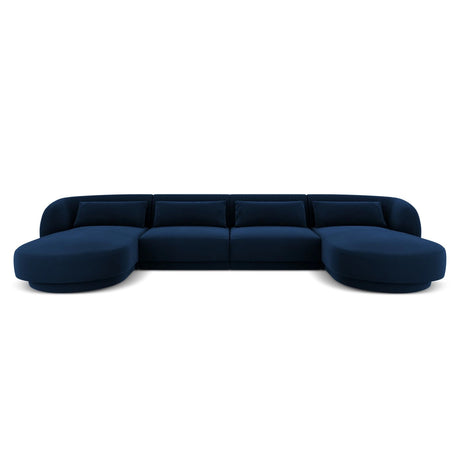 Tulum 5-Sitzer Panorama Sofa aus Samt in Königsblau (Bluvel 86), Beine in Schwarzes Plastik, 330x156x70 cm von Cosmopolitan Design – Bild 1