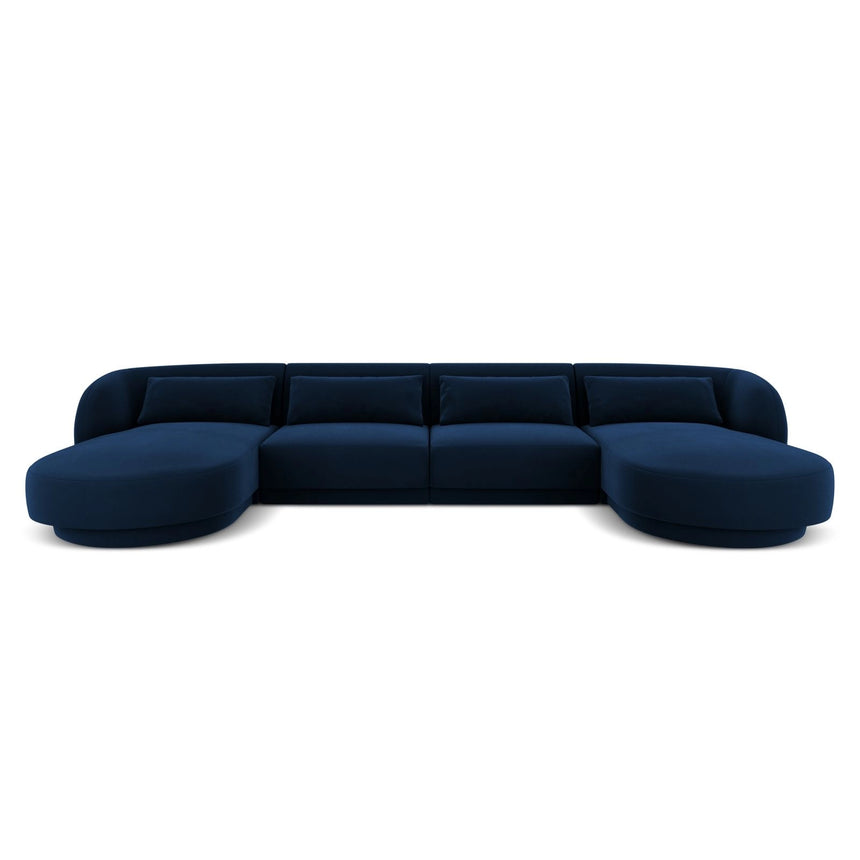 Tulum 5-Sitzer Panorama Sofa aus Samt in Königsblau (Bluvel 86), Beine in Schwarzes Plastik, 330x156x70 cm von Cosmopolitan Design – Bild 1