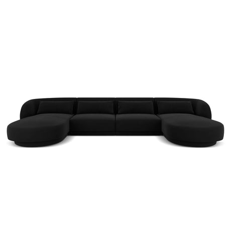 Tulum 5-Sitzer Panorama Sofa aus Samt in Schwarz (Bluvel 19), Beine in Schwarzes Plastik, 330x156x70 cm von Cosmopolitan Design – Bild 1