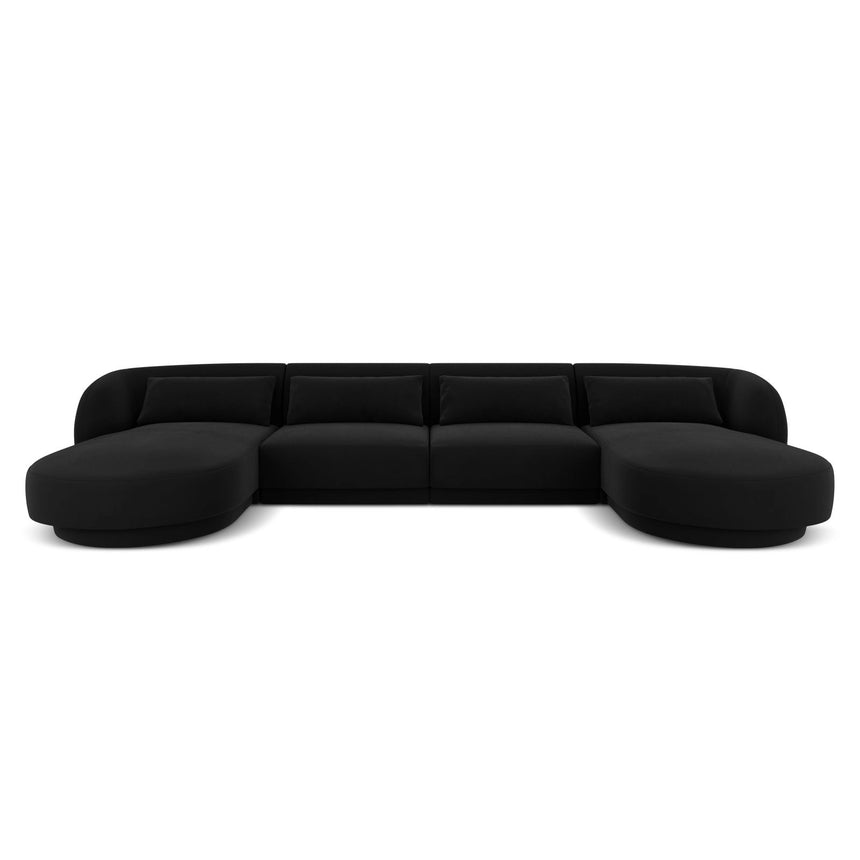 Tulum 5-Sitzer Panorama Sofa aus Samt in Schwarz (Bluvel 19), Beine in Schwarzes Plastik, 330x156x70 cm von Cosmopolitan Design – Bild 1