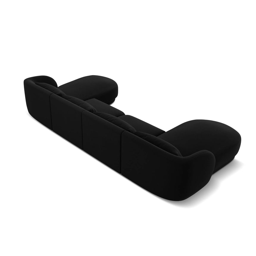 Tulum 5-Sitzer Panorama Sofa aus Samt in Schwarz (Bluvel 19), Beine in Schwarzes Plastik, 330x156x70 cm von Cosmopolitan Design – Bild 5