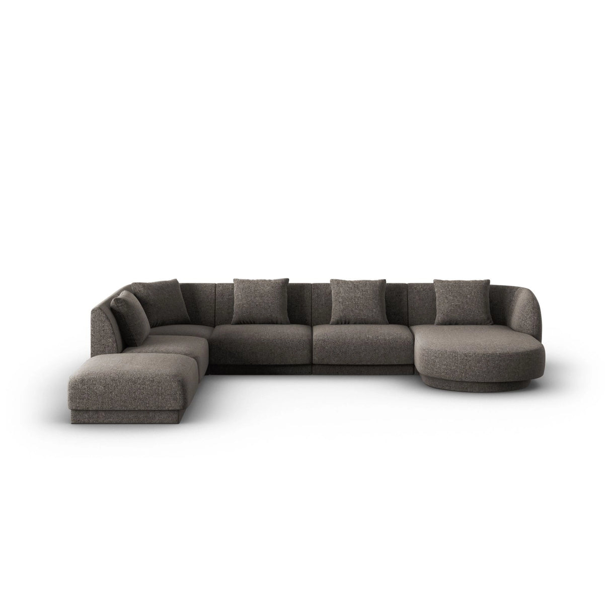 Tulum 6-Sitzer Panorama Ecksofa, Linke Seite, aus Chenille in Grau (Haga 16), Beine aus Schwarzes Plastik, 330x255x70 cm von Cosmopolitan Design – Bild 1