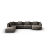 Tulum 6-Sitzer Panorama Ecksofa, Linke Seite, aus Chenille in Grau (Haga 16), Beine aus Schwarzes Plastik, 330x255x70 cm von Cosmopolitan Design – Bild 1