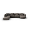 Tulum 6-Sitzer Panorama Ecksofa, Linke Seite, aus Chenille in Grau (Haga 16), Beine aus Schwarzes Plastik, 330x255x70 cm von Cosmopolitan Design – Bild 1