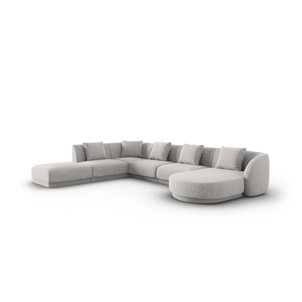 Tulum 6-Sitzer Panorama Ecksofa, Linke Seite, aus Chenille in Hellgrau (Haga 06), Beine aus Schwarzes Plastik, 330x255x70 cm von Cosmopolitan Design – Bild 3