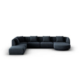 Tulum 6-Sitzer Panorama Ecksofa, Linke Seite, aus Chenille in Königsblau (Haga 86), Beine aus Schwarzes Plastik, 330x255x70 cm von Cosmopolitan Design – Bild 1