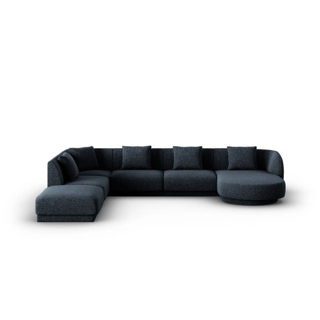 Tulum 6-Sitzer Panorama Ecksofa, Linke Seite, aus Chenille in Königsblau (Haga 86), Beine aus Schwarzes Plastik, 330x255x70 cm von Cosmopolitan Design – Bild 1