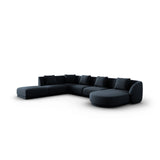 Tulum 6-Sitzer Panorama Ecksofa, Linke Seite, aus Chenille in Königsblau (Haga 86), Beine aus Schwarzes Plastik, 330x255x70 cm von Cosmopolitan Design – Bild 3