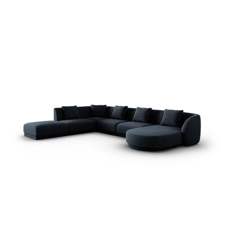 Tulum 6-Sitzer Panorama Ecksofa, Linke Seite, aus Chenille in Königsblau (Haga 86), Beine aus Schwarzes Plastik, 330x255x70 cm von Cosmopolitan Design – Bild 3