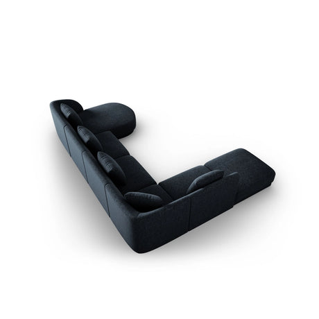 Tulum 6-Sitzer Panorama Ecksofa, Linke Seite, aus Chenille in Königsblau (Haga 86), Beine aus Schwarzes Plastik, 330x255x70 cm von Cosmopolitan Design – Bild 4