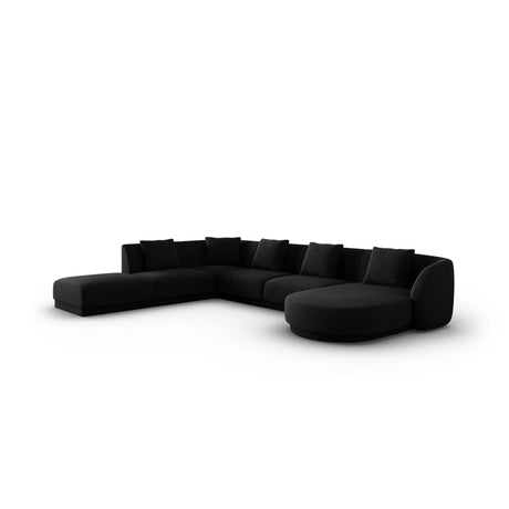 Tulum 6-Sitzer Panorama Ecksofa, Linke Seite, aus Chenille in Schwarz (Haga 19), Beine aus Schwarzes Plastik, 330x255x70 cm von Cosmopolitan Design – Bild 3