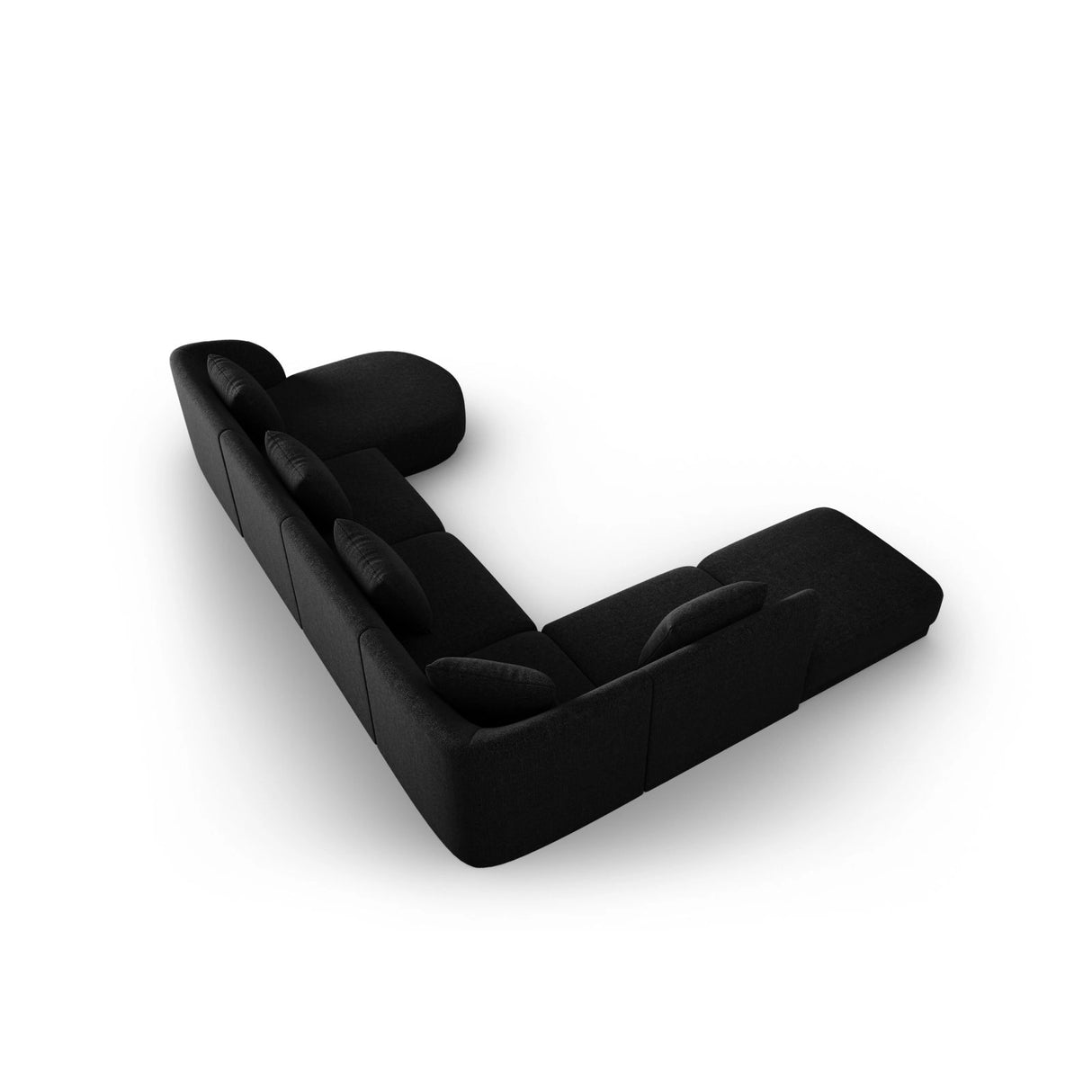 Tulum 6-Sitzer Panorama Ecksofa, Linke Seite, aus Chenille in Schwarz (Haga 19), Beine aus Schwarzes Plastik, 330x255x70 cm von Cosmopolitan Design – Bild 4