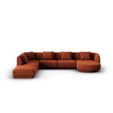 Tulum 6-Sitzer Panorama Ecksofa, Linke Seite, aus Chenille in Terrakotta (Haga 44), Beine aus Schwarzes Plastik, 330x255x70 cm von Cosmopolitan Design – Bild 1