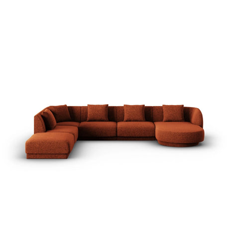 Tulum 6-Sitzer Panorama Ecksofa, Linke Seite, aus Chenille in Terrakotta (Haga 44), Beine aus Schwarzes Plastik, 330x255x70 cm von Cosmopolitan Design – Bild 1